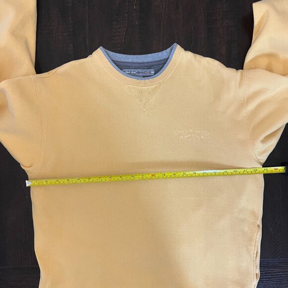Perry Ellis America Mustard Yellow Fleece Pullover Sweatshirt Mens Large - Picture 5 of 6
